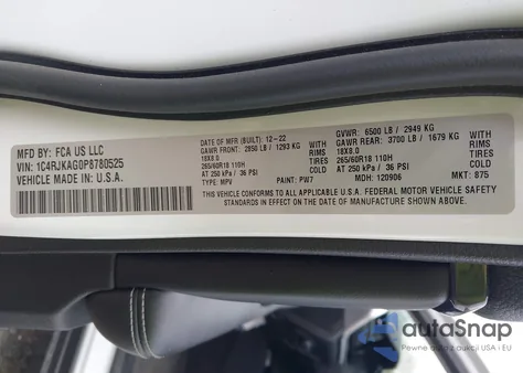 2023 Jeep Grand Cherokee L Laredo 4X4 из США, поврежденный, VIN 1C4RJKAG0P8780525